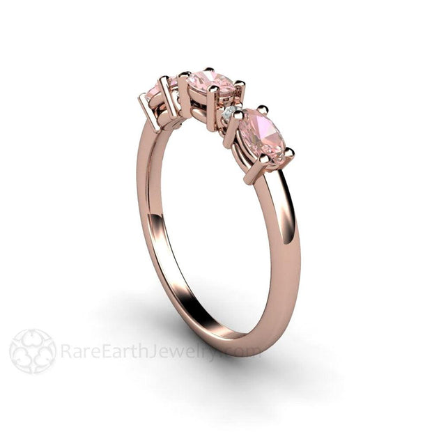 Pink Tourmaline Ring Anniversary Band with Diamonds 18K Rose Gold - Rare Earth Jewelry