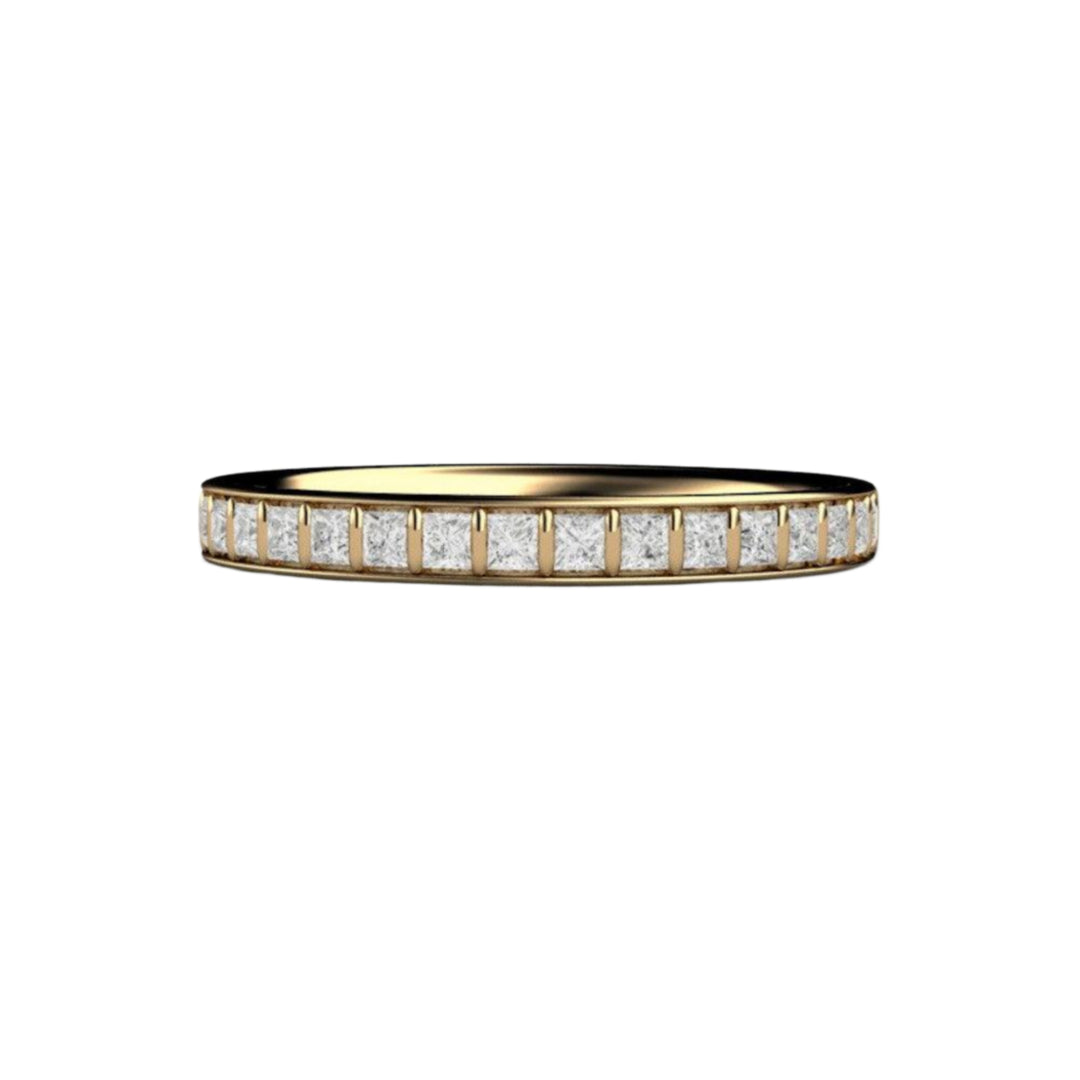 Princess Cut Diamond Band, Bar Set Modern Diamond Wedding Ring or Anniversary Band, Stackable Square Diamond Ring | Rare Earth Jewelry