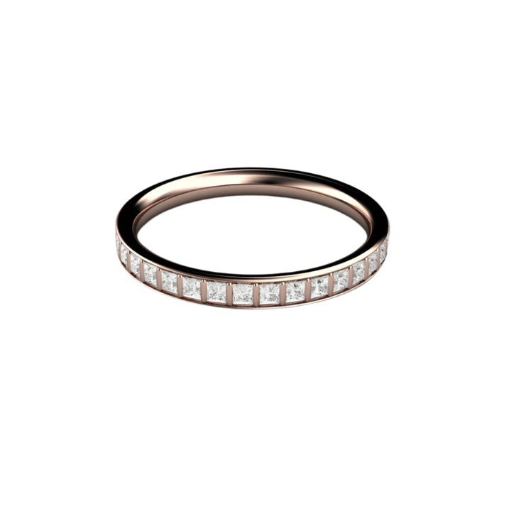 Princess Cut Diamond Band, Bar Set Square Diamond Wedding Band or Anniversary Ring | Rare Earth Jewelry