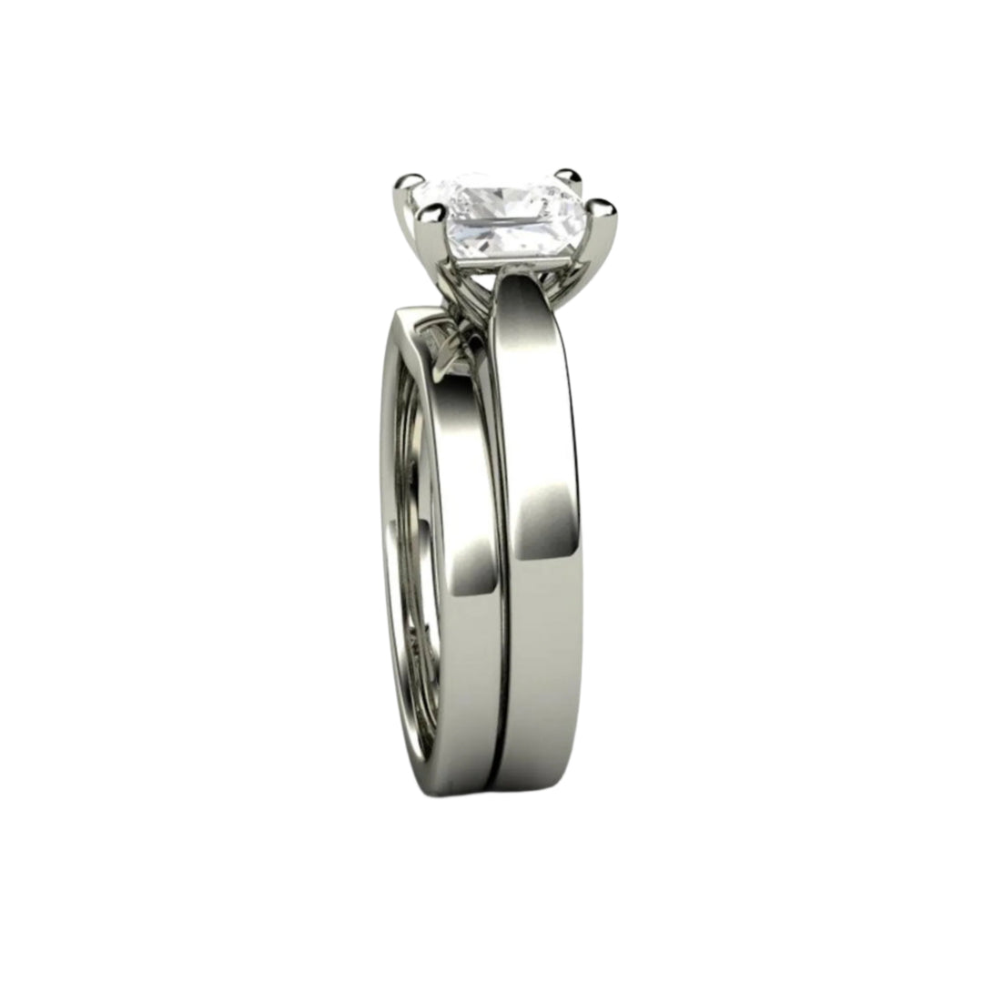 Princess Solitaire Engagement Ring 4 Prong Classic Forever One Moissanite, Rare Earth Jewelry