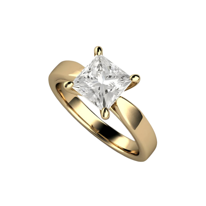 Princess Solitaire Engagement Ring 4 Prong Classic Forever One Moissanite, Rare Earth Jewelry