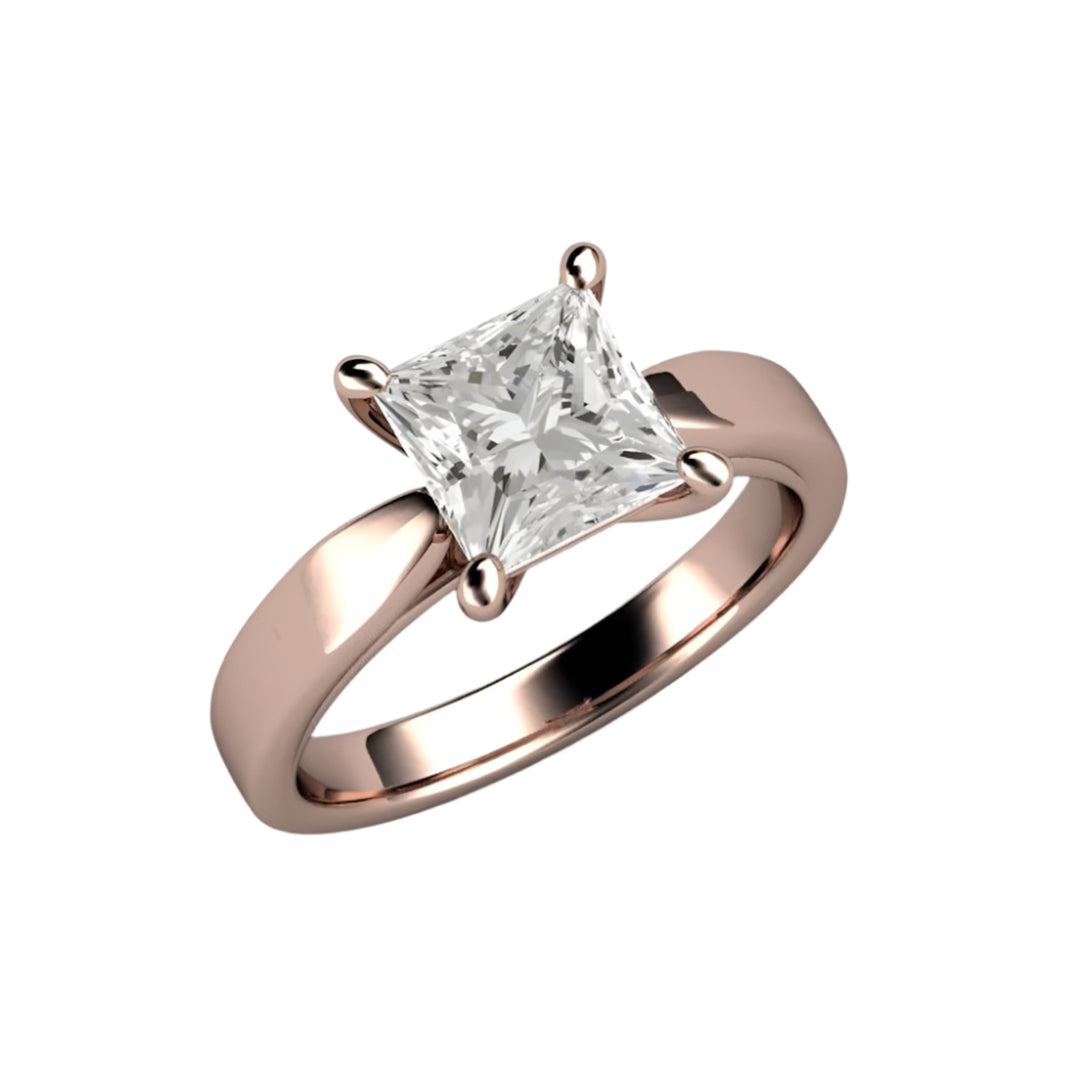 Princess Solitaire Engagement Ring 4 Prong Classic Forever One Moissanite, Rare Earth Jewelry