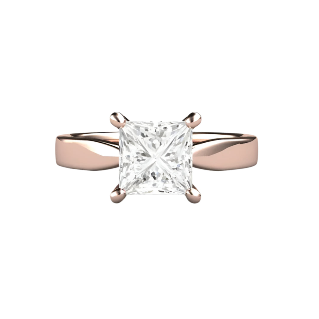 Princess Solitaire Engagement Ring 4 Prong Classic Forever One Moissanite, Rare Earth Jewelry