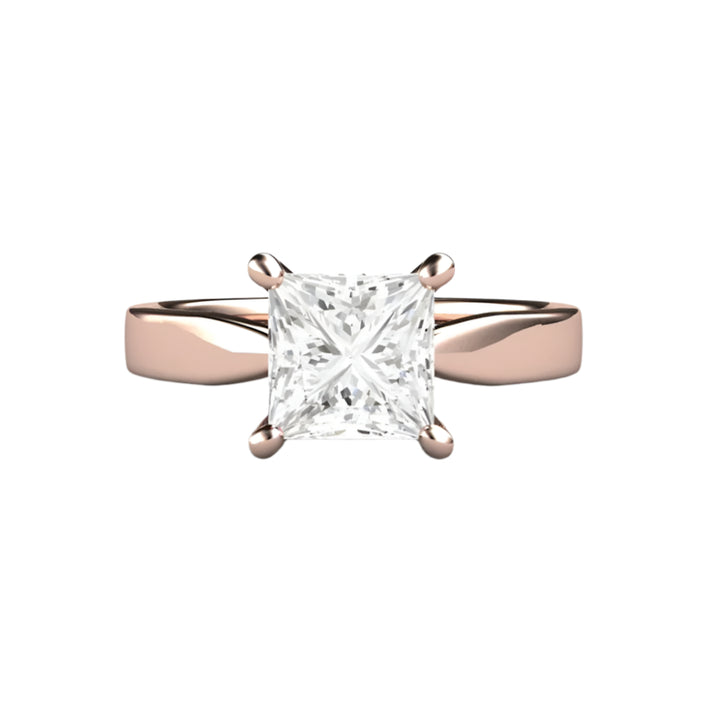 Princess Solitaire Engagement Ring 4 Prong Classic Forever One Moissanite, Rare Earth Jewelry