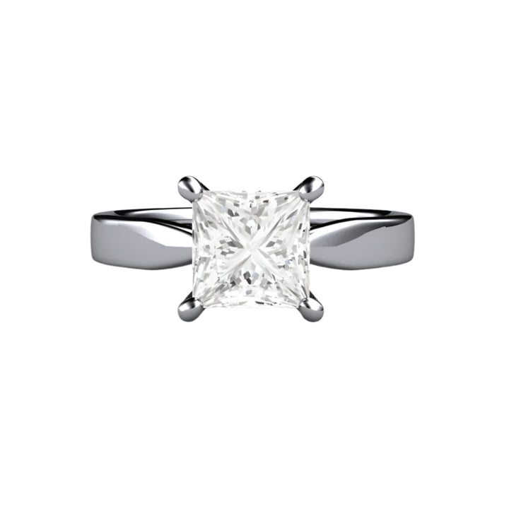 Princess Solitaire Engagement Ring 4 Prong Classic Forever One Moissanite, Rare Earth Jewelry