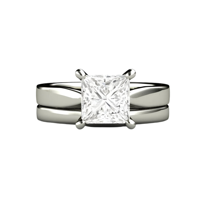 Princess Solitaire Engagement Ring 4 Prong Classic Forever One Moissanite, Rare Earth Jewelry