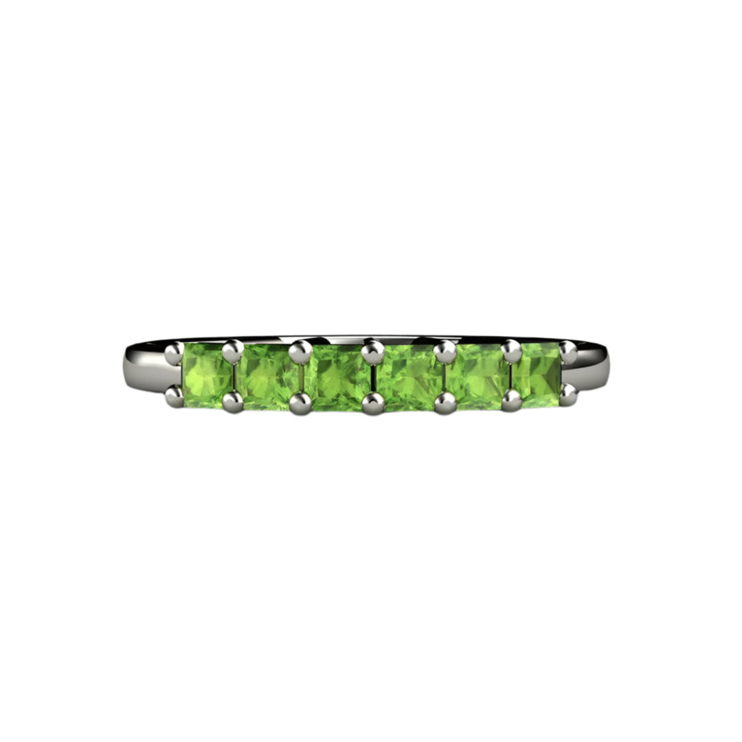 Peridot Princess Anniversary Band Stacking Ring August Birthstone, Rare Earth Jewelry