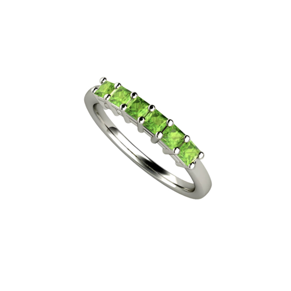 Peridot Princess Anniversary Band Stacking Ring August Birthstone, Rare Earth Jewelry