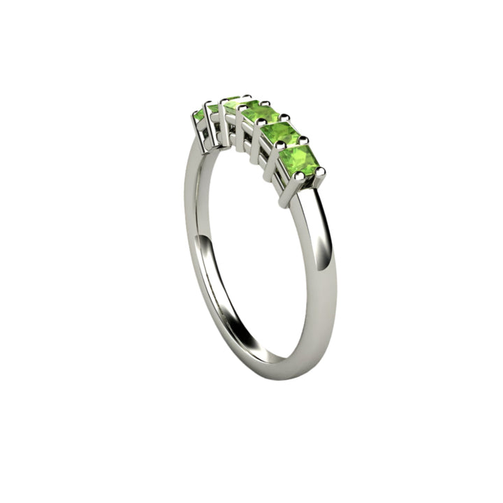 Peridot Princess Anniversary Band Stacking Ring August Birthstone, Rare Earth Jewelry