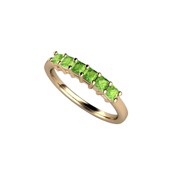 Peridot Princess Anniversary Band Stacking Ring August Birthstone, Rare Earth Jewelry
