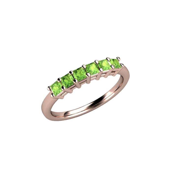 Peridot Princess Anniversary Band Stacking Ring August Birthstone, Rare Earth Jewelry
