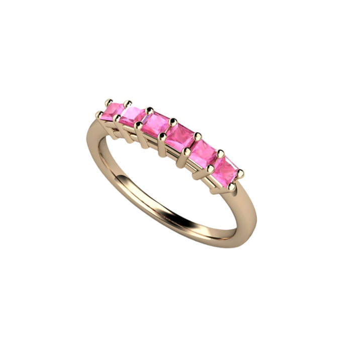 Pink Sapphire Princess Anniversary Band or Stacking Ring, Rare Earth Jewelry