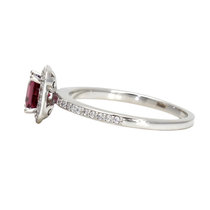 Princess Cut Rhodolite Garnet Ring with Diamonds January Birthstone, Rare Earth Jewelry