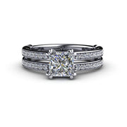 Princess Diamond Engagement Ring 1ct Double Band Split Shank Solitaire Platinum - Engagement Only - Rare Earth Jewelry