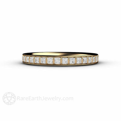 Princess Diamond Wedding Ring or Anniversary Band 14K Yellow Gold - Rare Earth Jewelry