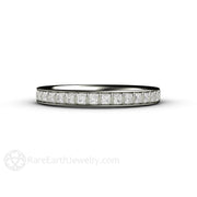Princess Diamond Wedding Ring or Anniversary Band 14K White Gold - Rare Earth Jewelry