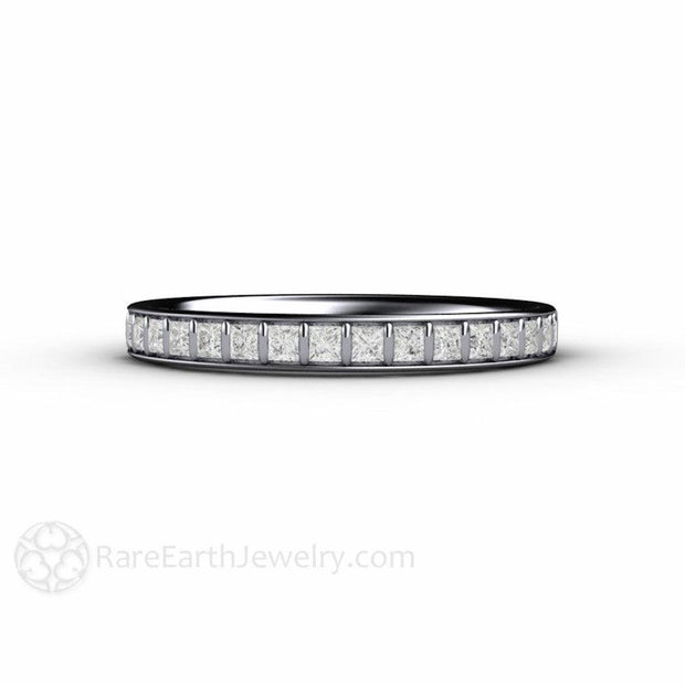 Princess Diamond Wedding Ring or Anniversary Band Platinum - Rare Earth Jewelry