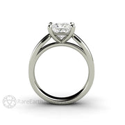 Princess Solitaire Engagement Ring 4 Prong Classic Forever One Moissanite 18K White Gold - Engagement Only - Rare Earth Jewelry
