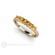 Princess Yellow Sapphire Anniversary Band or Stacking Ring 18K Yellow Gold - Rare Earth Jewelry