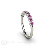 Purple Bubbles Diamond Wedding Ring Anniversary Band Stacking Ring 14K White Gold - Rare Earth Jewelry