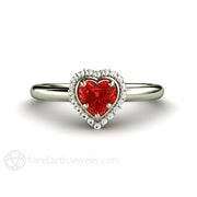 Red Heart Sapphire Ring Engagement or Promise Ring 14K White Gold - Rare Earth Jewelry
