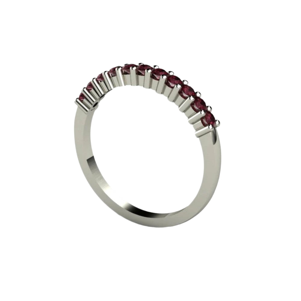 Rhodolite Garnet Anniversary Band, Garnet Stacking Ring, January Birthday Gift | Rare Earth Jewelry