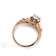 Rose Gold Vintage Moissanite Engagement Ring 14K Rose Gold - Rare Earth Jewelry