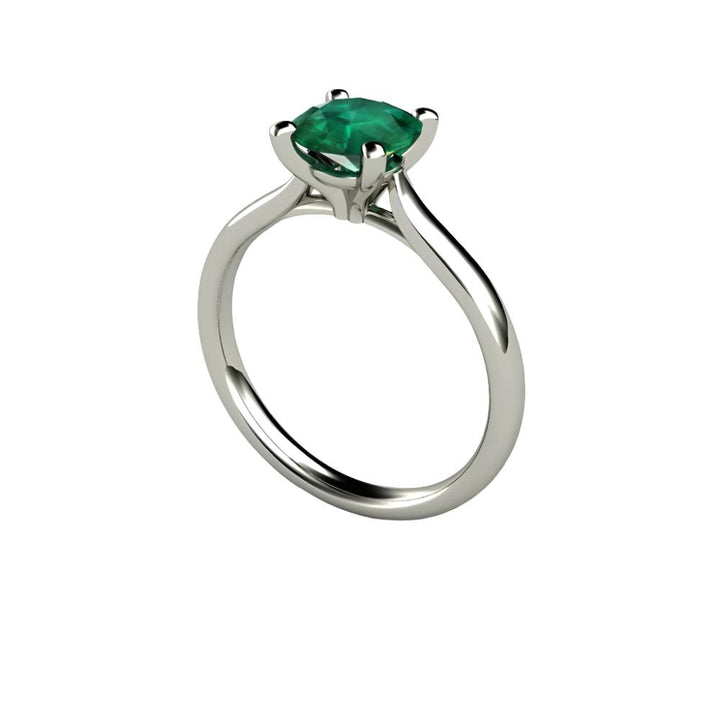 Round Emerald Engagement Ring Classic 4 Prong Solitaire - Rare Earth Jewelry