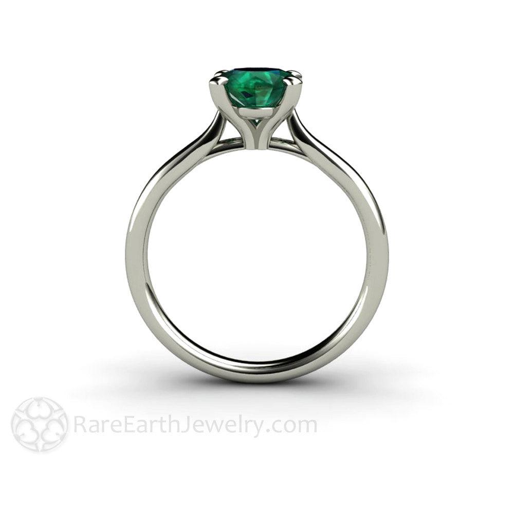 Round Emerald Engagement Ring Classic 4 Prong Solitaire - Rare Earth Jewelry