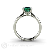 Round Emerald Solitaire Engagement Ring 4 Prong May Birthstone 18K White Gold - Engagement Only - Rare Earth Jewelry