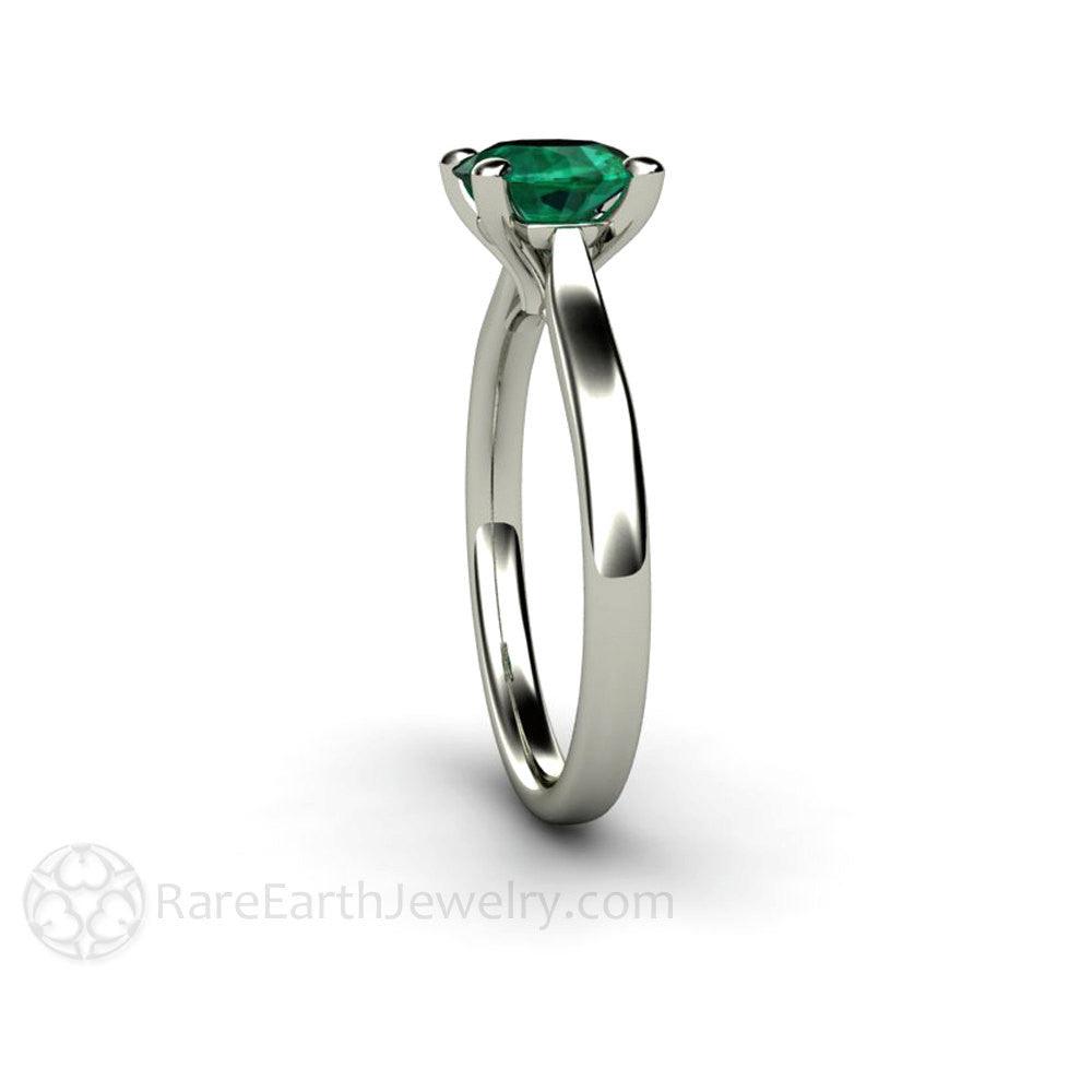 Round Emerald Engagement Ring Classic 4 Prong Solitaire - Rare Earth Jewelry