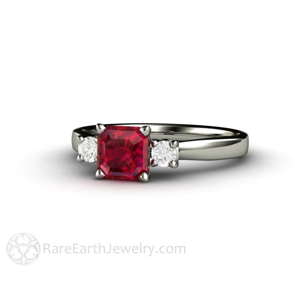4 CTW Asscher Cut Ruby Engagement Ring 