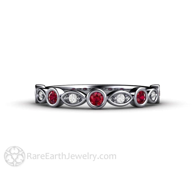 Ruby and Diamond Ring or Wedding Band July Birthstone Platinum - Rare Earth Jewelry