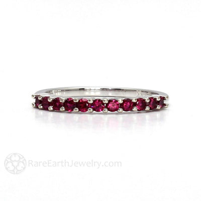 Ruby Anniversary Band Ruby Stacking Ring July Birthstone Platinum - Rare Earth Jewelry