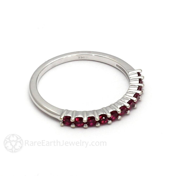 Ruby Anniversary Band Ruby Stacking Ring July Birthstone 18K White Gold - Rare Earth Jewelry