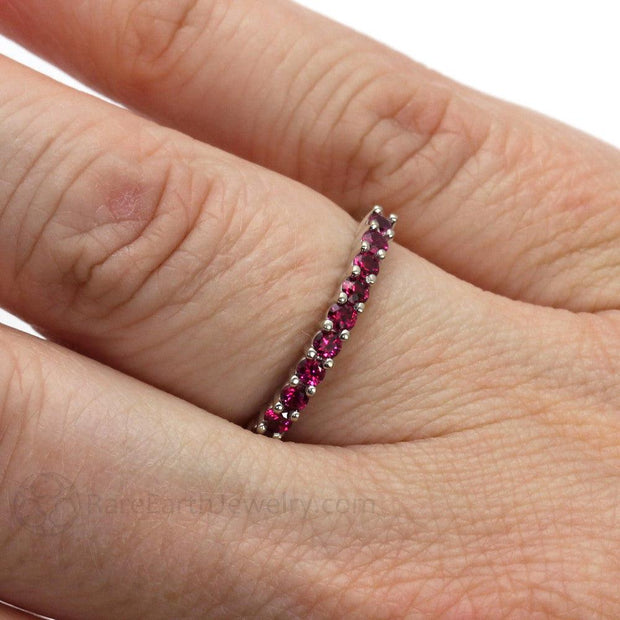 Ruby Anniversary Band Ruby Stacking Ring July Birthstone 14K White Gold - Rare Earth Jewelry