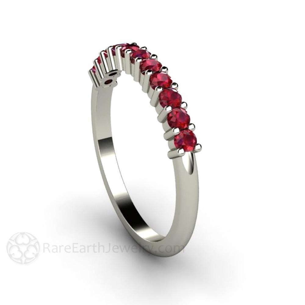 Ruby Band Anniversary or Wedding Ring Stacking Band July Birthstone - Rare Earth Jewelry