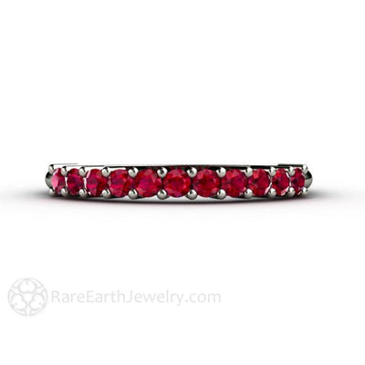 Ruby Band Anniversary or Wedding Ring Stacking Band July Birthstone 14K White Gold - Rare Earth Jewelry