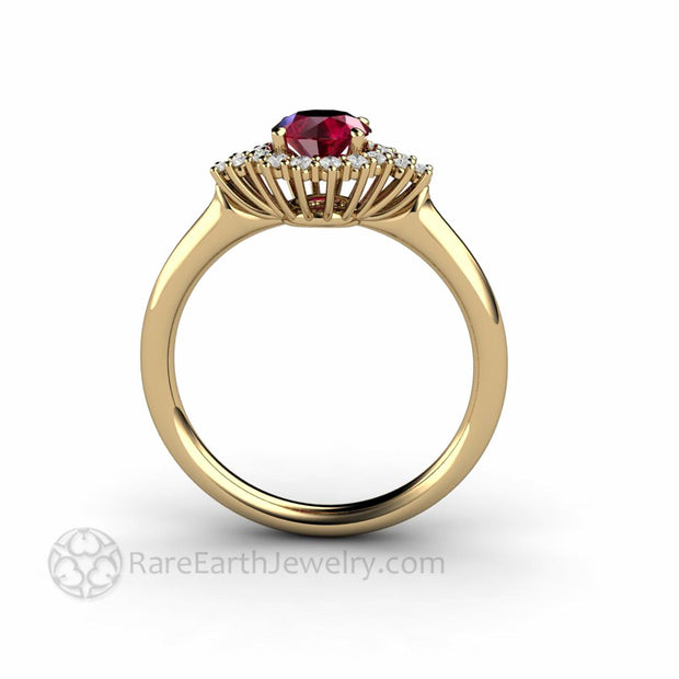 1 carat Ruby Ring Diamond Accented Engagement Ring with Filigree - Rare Earth Jewelry