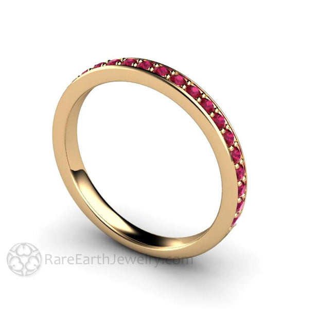 Ruby Wedding Ring or Stacking Ring in Gold or Platinum July Birthstone 14K Yellow Gold - Rare Earth Jewelry