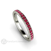 Ruby Wedding Ring or Stacking Ring in Gold or Platinum July Birthstone 14K White Gold - Rare Earth Jewelry