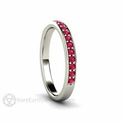 Ruby Wedding Ring or Stacking Ring in Gold or Platinum July Birthstone 14K White Gold - Rare Earth Jewelry