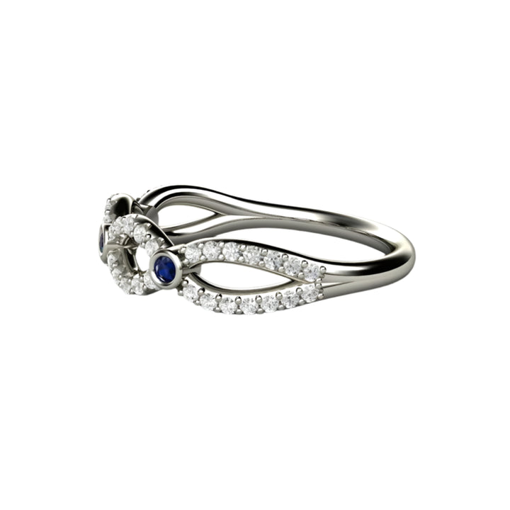 Side view of Sapphire and Diamond Infinity Band, Natural Blue Sapphire Wedding Ring Anniversary Band, September Birthstone |  Rare Earth Jewelry