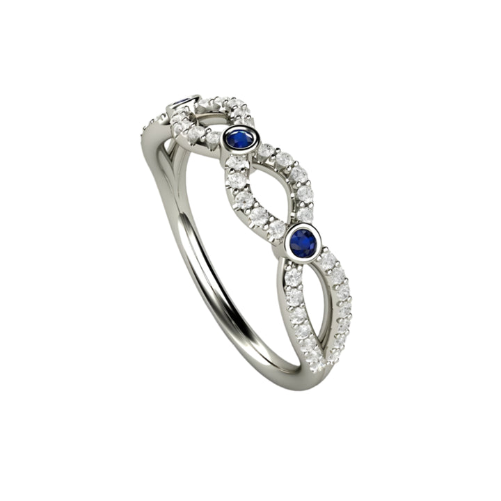 Sapphire and Diamond Infinity Band in White Gold, Natural Blue Sapphire Ring, Wedding Band or Anniversary Band, September Birthstone |  Rare Earth Jewelry