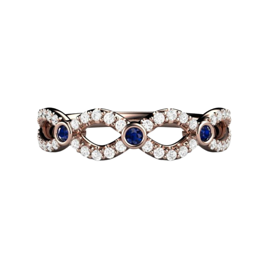 Sapphire Infinity Band in Rose Gold, Natural Blue Sapphire Ring,  September Birthday Gift or Push Present |  Rare Earth Jewelry