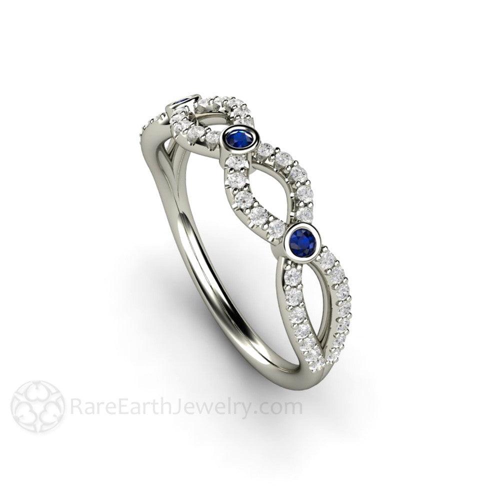 Sapphire and Diamond Infinity Wedding Ring Anniversary Band - Rare Earth Jewelry