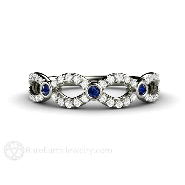 Sapphire and Diamond Infinity Wedding Ring Anniversary Band - Rare Earth Jewelry