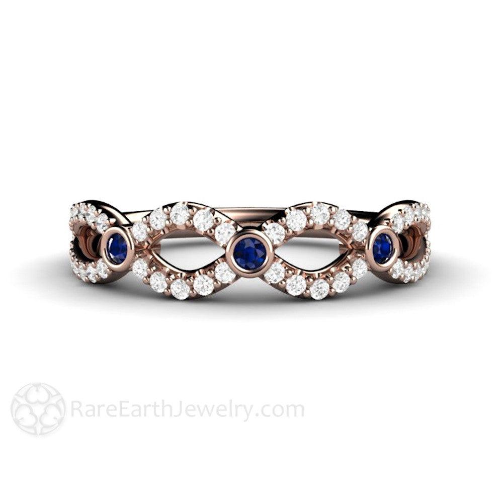 Sapphire and Diamond Infinity Wedding Ring Anniversary Band - Rare Earth Jewelry