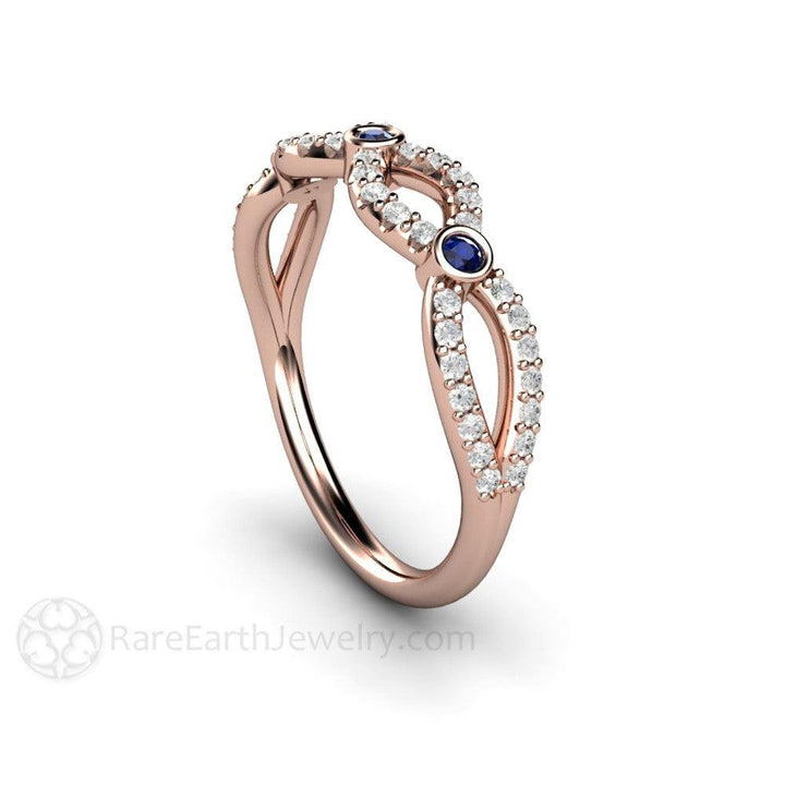 Sapphire and Diamond Infinity Wedding Ring Anniversary Band - Rare Earth Jewelry