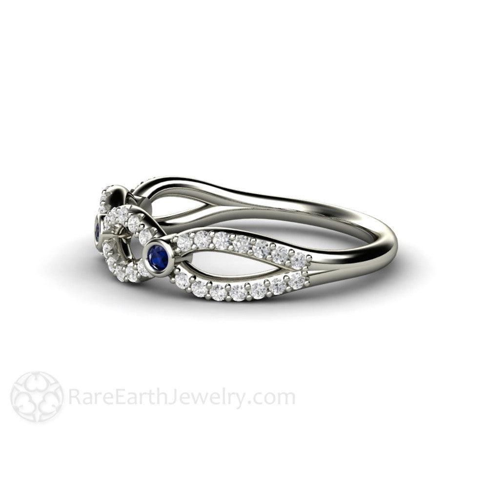 Sapphire and Diamond Infinity Wedding Ring Anniversary Band - Rare Earth Jewelry